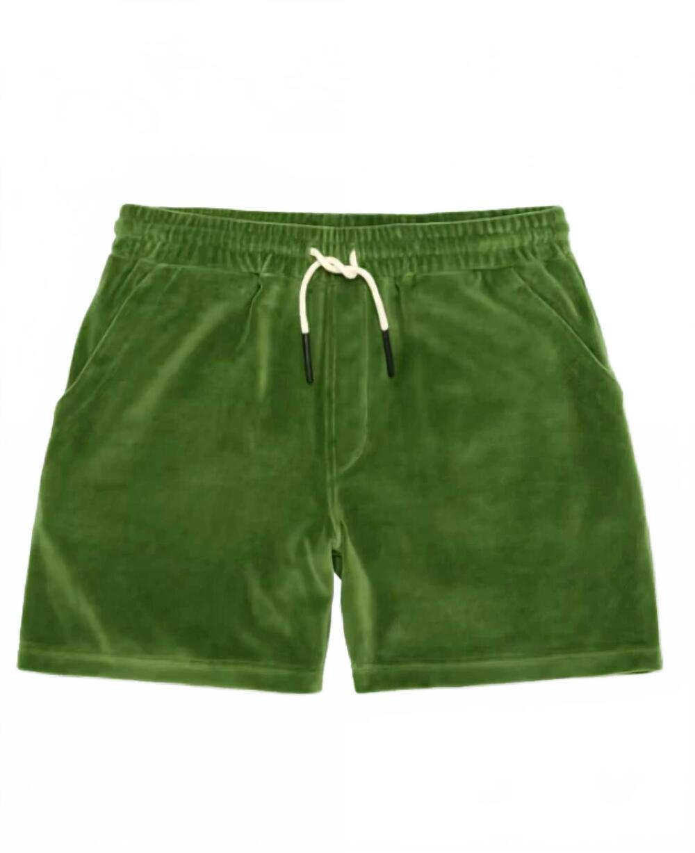NEW OAS men's penny velour pull-on shorts in green
